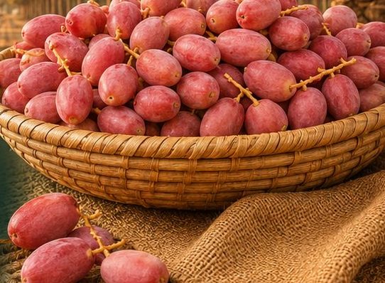 Basket of fresh, naturally sweet Kutch GI Tagged dates